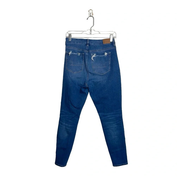 American Eagle Dream Jean Dark High Rise Distressed Curvy Skinny Jeans 4 Short - Picture 6 of 13